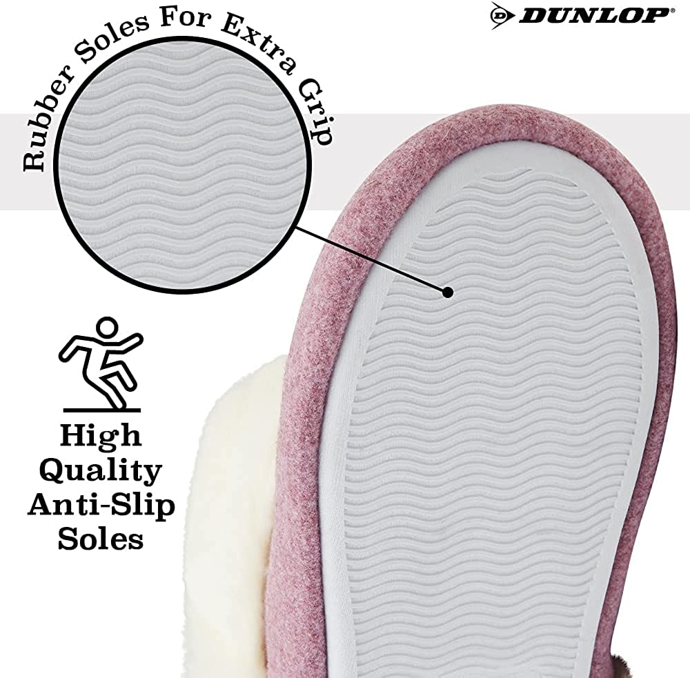 Dunlop Women's Slippers, Fluffy Slipper Boots with Memory Foam Insoles - Get Trend