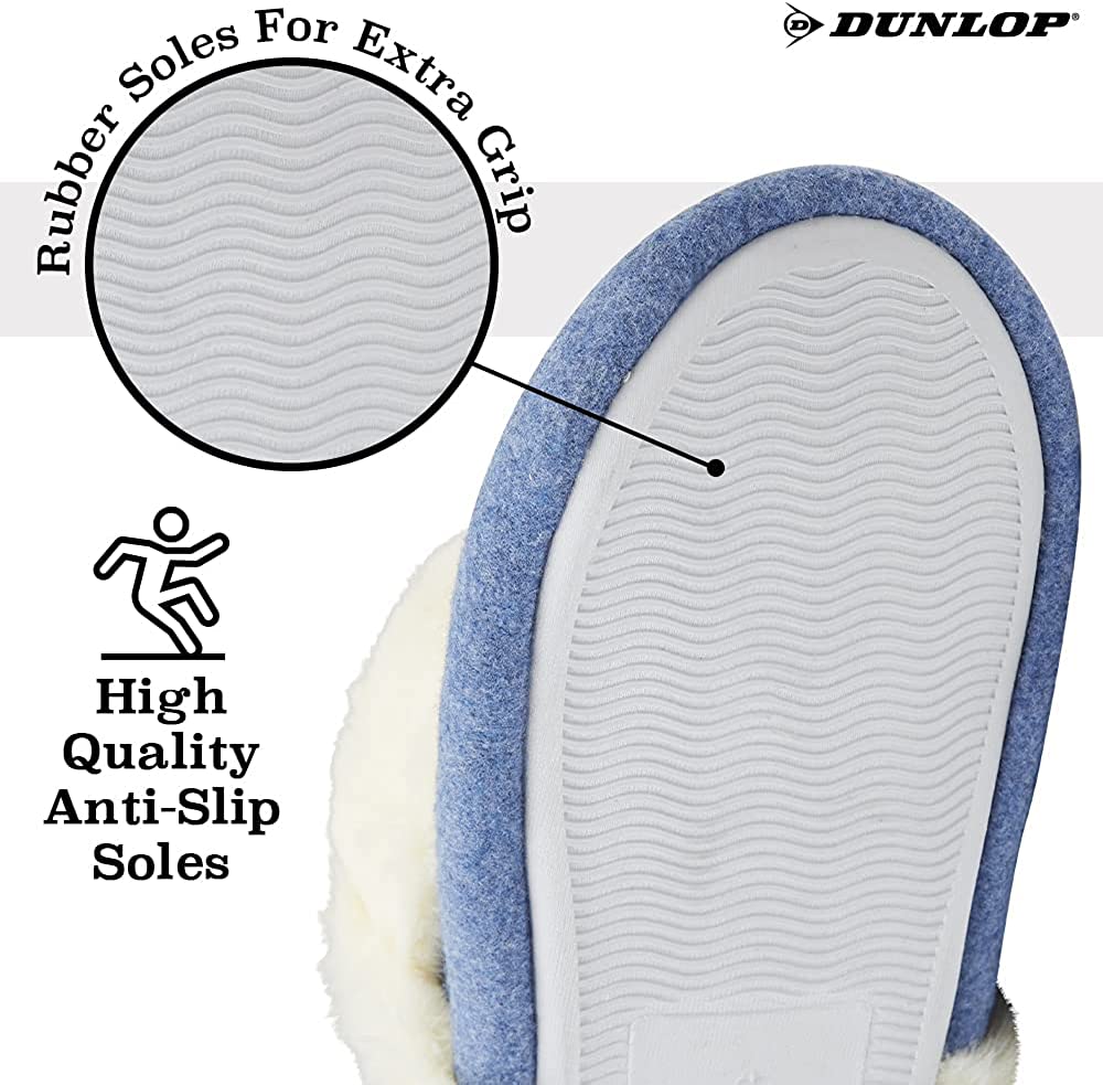 Dunlop Women's Slippers, Fluffy Slipper Boots with Memory Foam Insoles - Get Trend