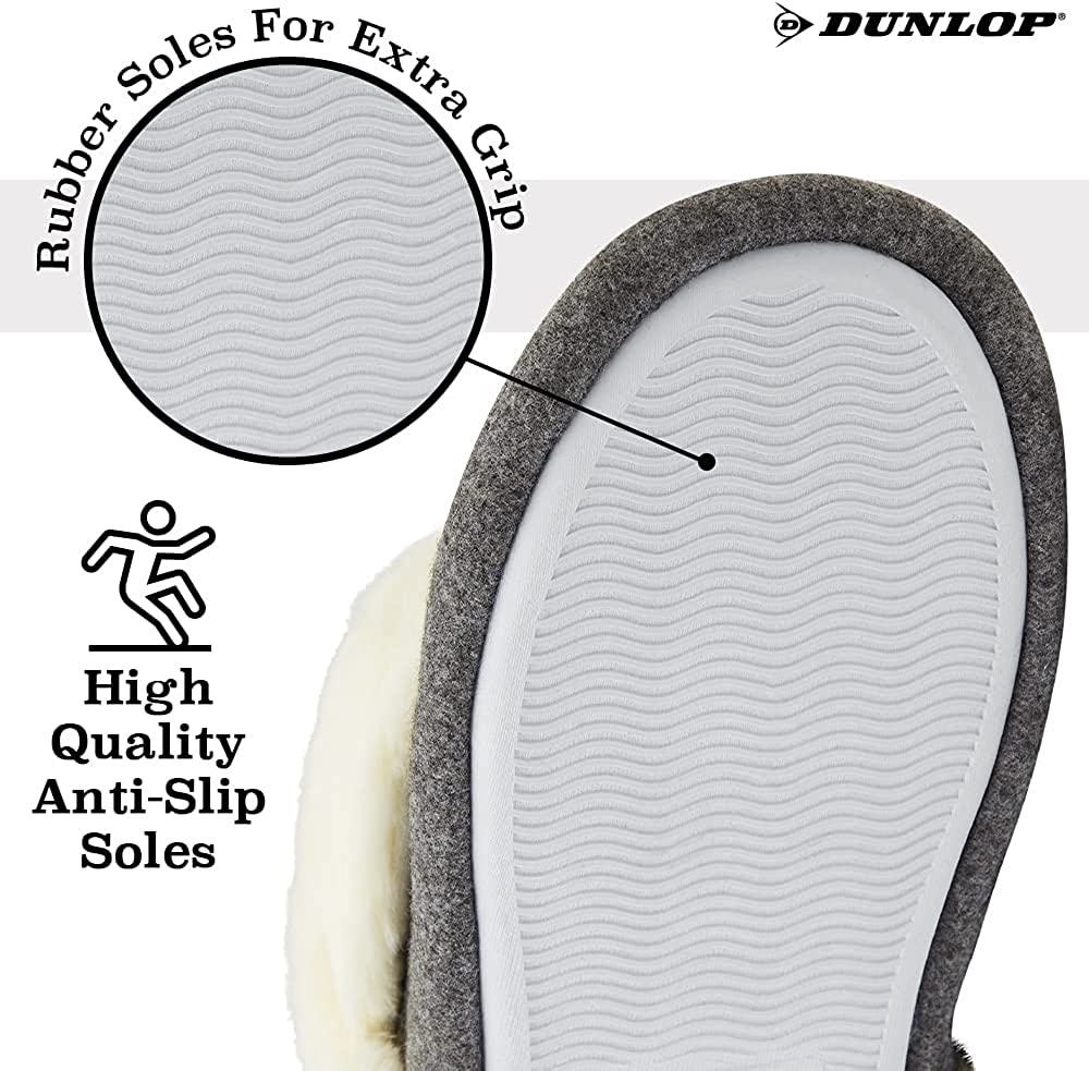 Dunlop Women's Slippers, Fluffy Slipper Boots with Memory Foam Insoles - Get Trend