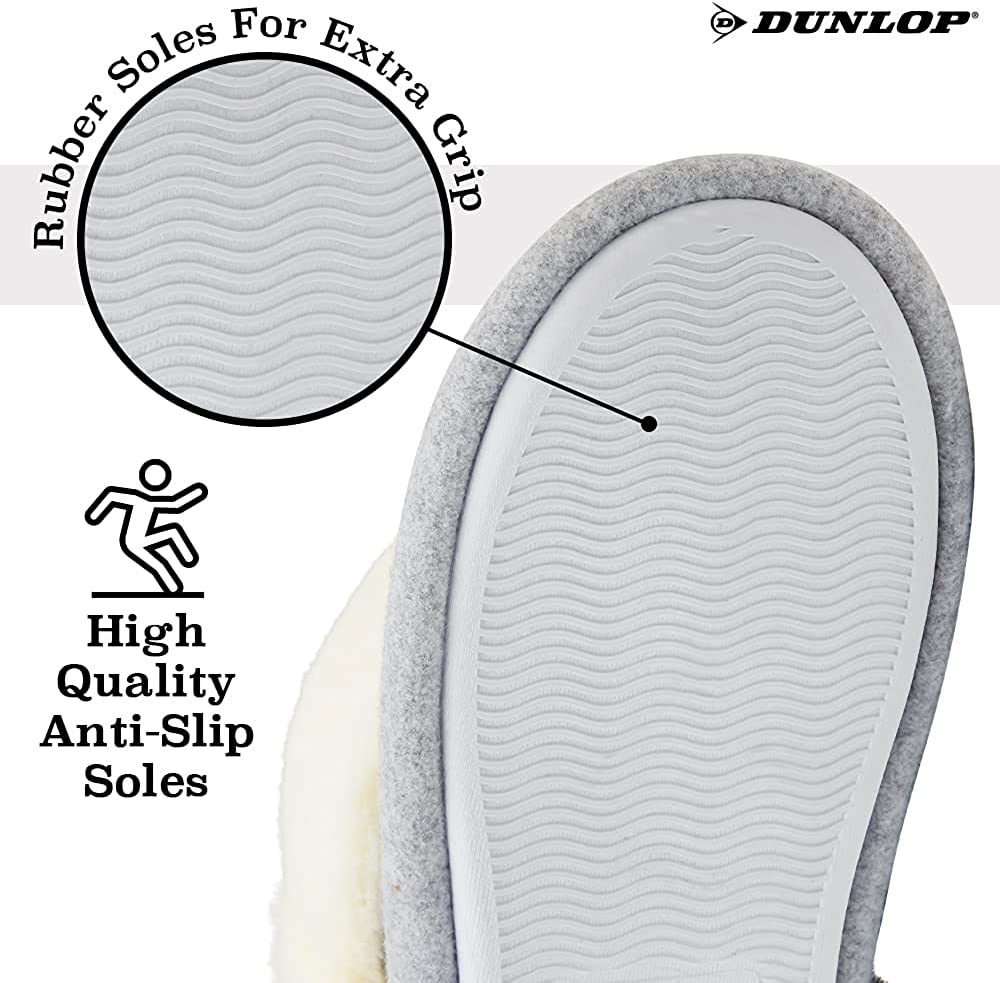 Dunlop Women's Slippers, Fluffy Slipper Boots with Memory Foam Insoles - Get Trend