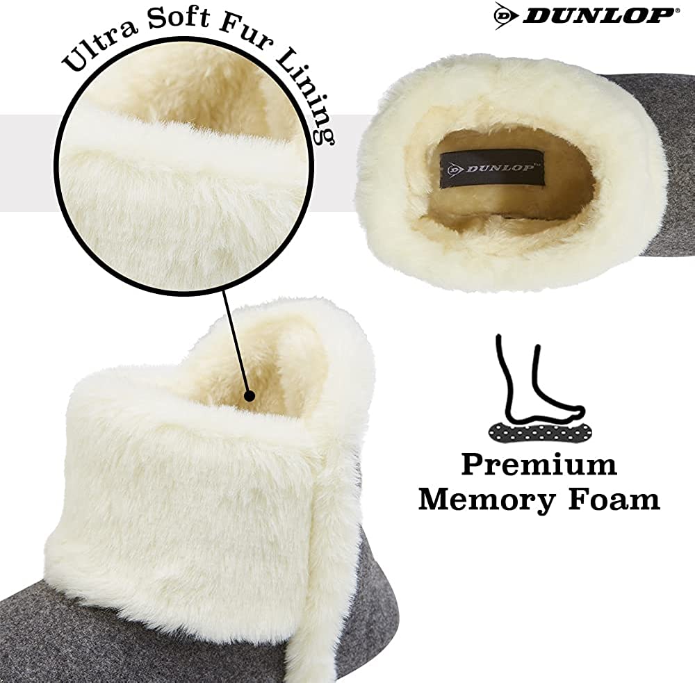 Dunlop Women's Slippers, Fluffy Slipper Boots with Memory Foam Insoles - Get Trend