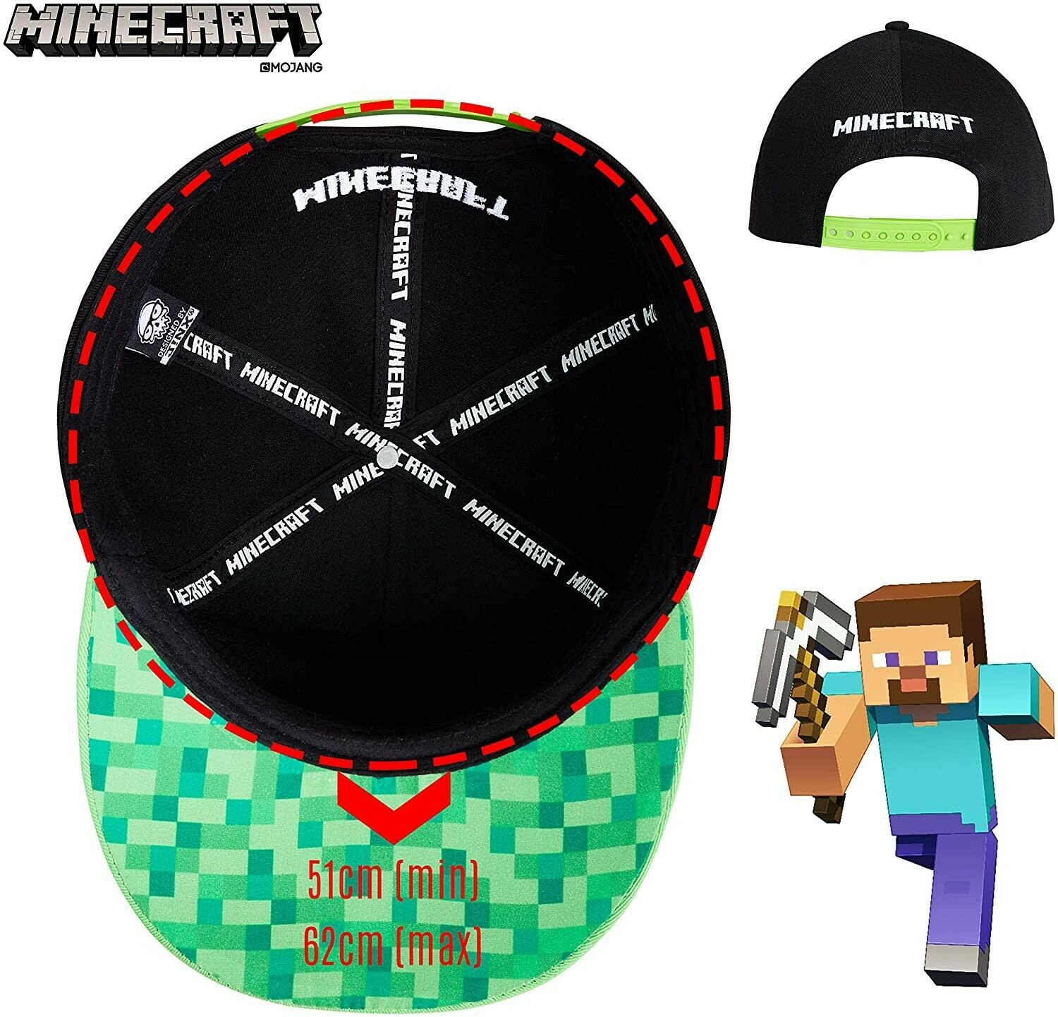 Minecraft Baseball Caps for Boys, Kids Trucker Hat with Creeper and TNT, One Size - Get Trend