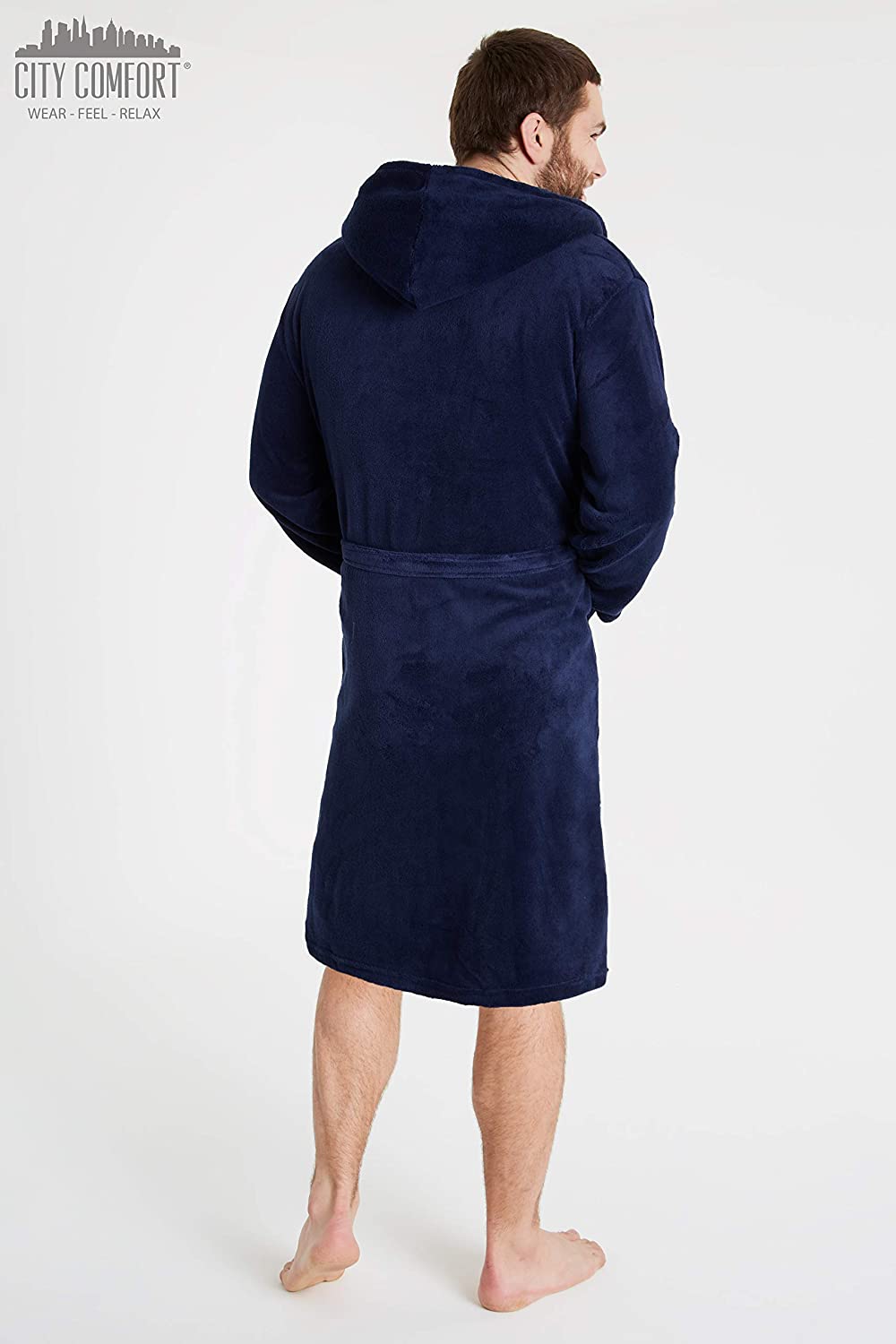 CityComfort Dressing Gown Mens Fleece Hooded Dressing Gowns - Get Trend