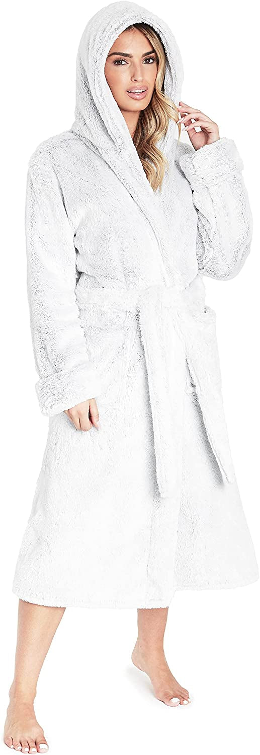 CityComfort Dressing Gown Women with Hood - Luxurious Fluffy Ladies Dressing Gown in Super Soft Fleece - Get Trend
