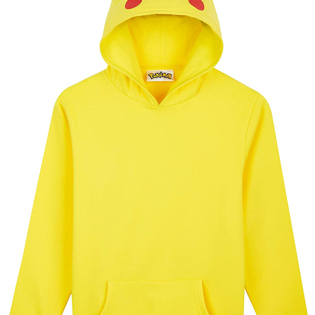 Pokémon Yellow Hoodie Kids, Pikachu Sweatshirt Cotton with 3D Ears Boys Teens - Get Trend