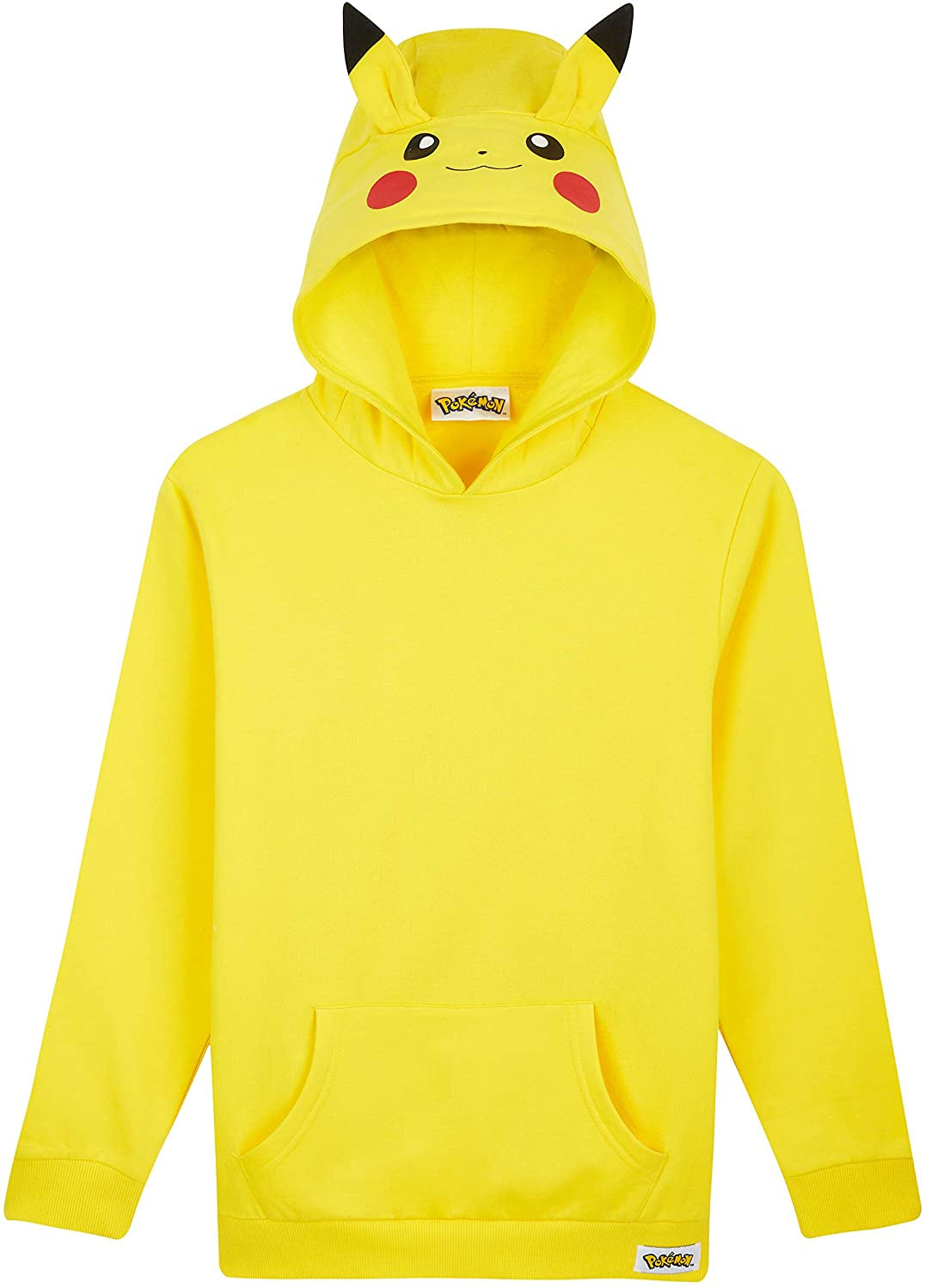 Pokémon Yellow Hoodie Kids, Pikachu Sweatshirt Cotton with 3D Ears Boys Teens - Get Trend