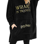 Harry Potter Black Hoodie Blanket Women, Fleece Oversized Sweatshirt - Get Trend