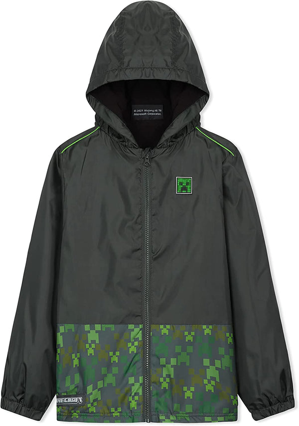 Minecraft Rain Waterproof Jacket with Warm Lining and Hood for Gamers Boys Girls - Get Trend