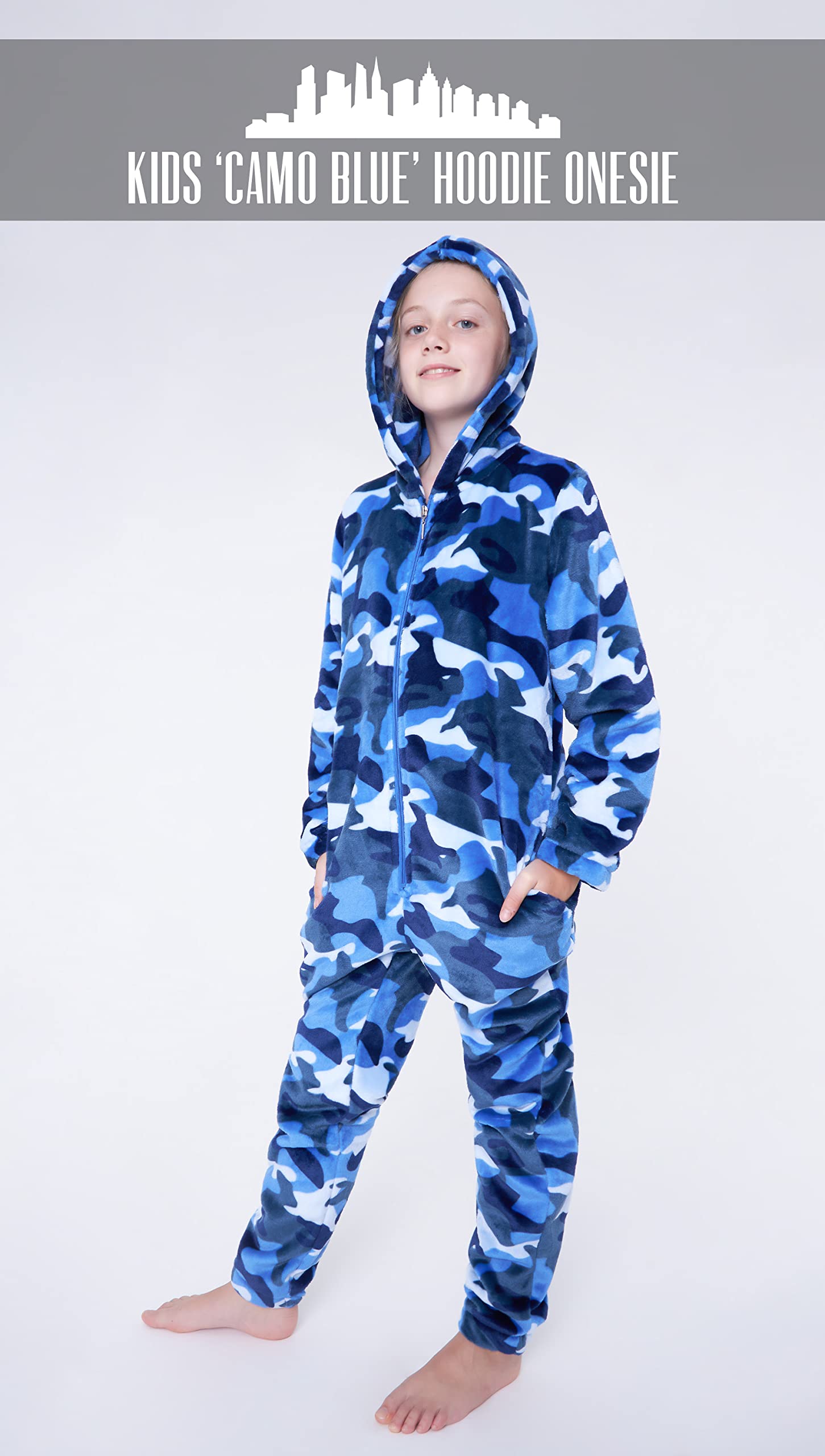 CityComfort Kids Onesie, All in One Pyjamas, Fleece Zip Up Jumpsuit - Get Trend