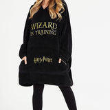 Harry Potter Black Hoodie Blanket Women, Fleece Oversized Sweatshirt - Get Trend