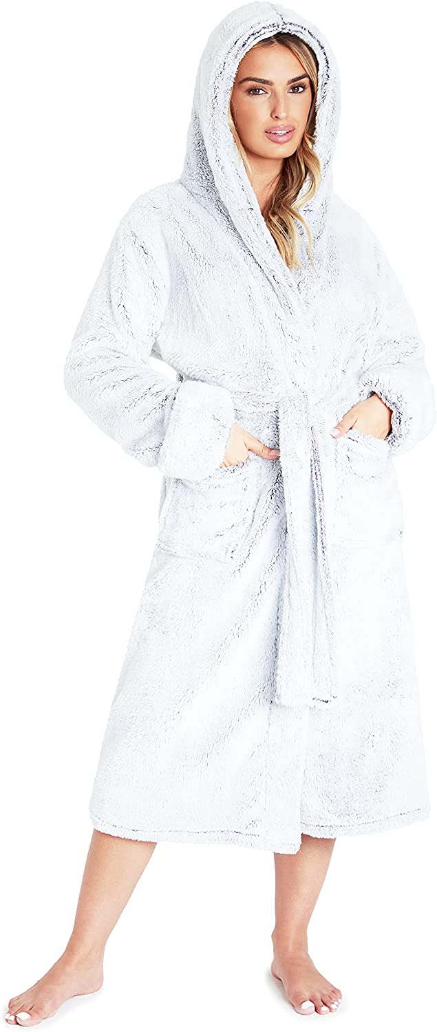CityComfort Dressing Gown Women with Hood - Luxurious Fluffy Ladies Dressing Gown in Super Soft Fleece - Get Trend