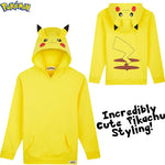 Pokémon Yellow Hoodie Kids, Pikachu Sweatshirt Cotton with 3D Ears Boys Teens - Get Trend