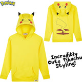 Pokémon Yellow Hoodie Kids, Pikachu Sweatshirt Cotton with 3D Ears Boys Teens - Get Trend