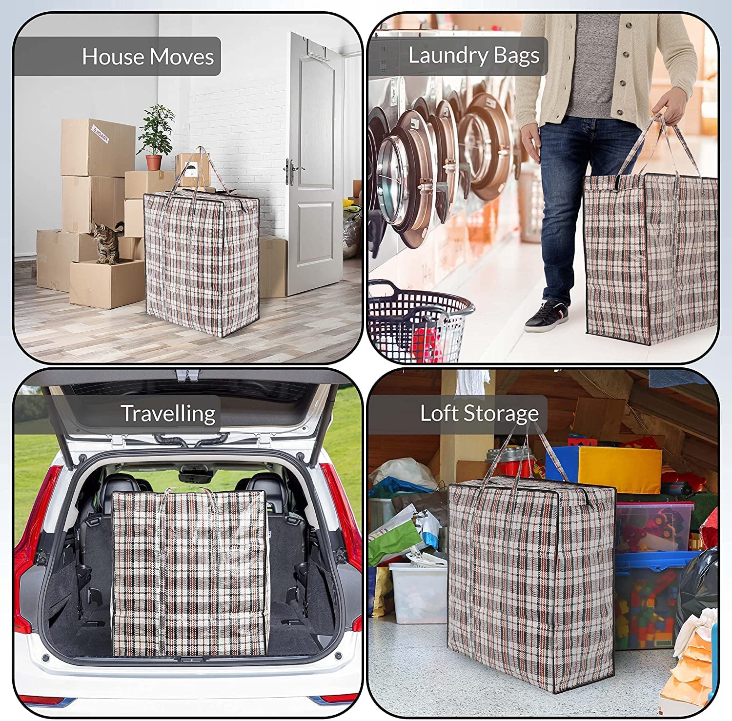 DECO EXPRESS Strong Large Laundry Bags Pack of 4, Storage Bags - Get Trend