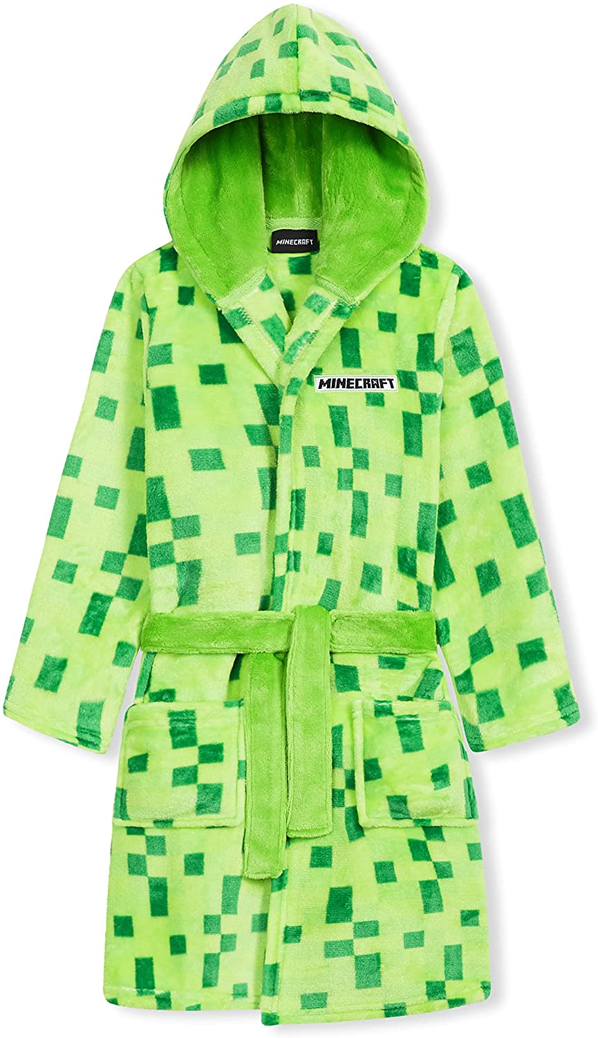 Minecraft Dressing Gown with Pixel Design for Gamers Kids and Teens - Get Trend