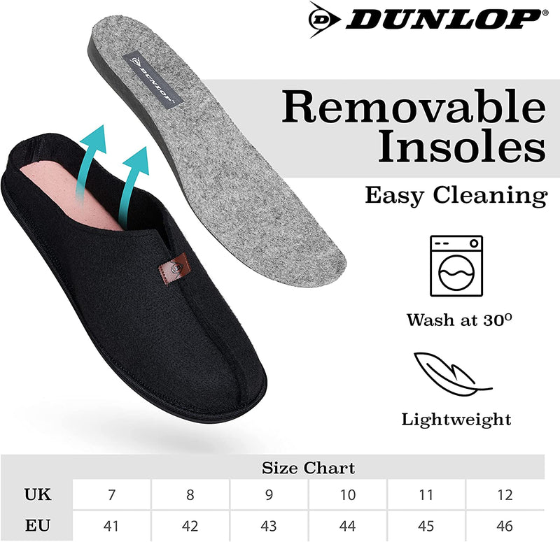Dunlop Mens Slippers, Felt Slip On Mules Men's Slippers - Get Trend