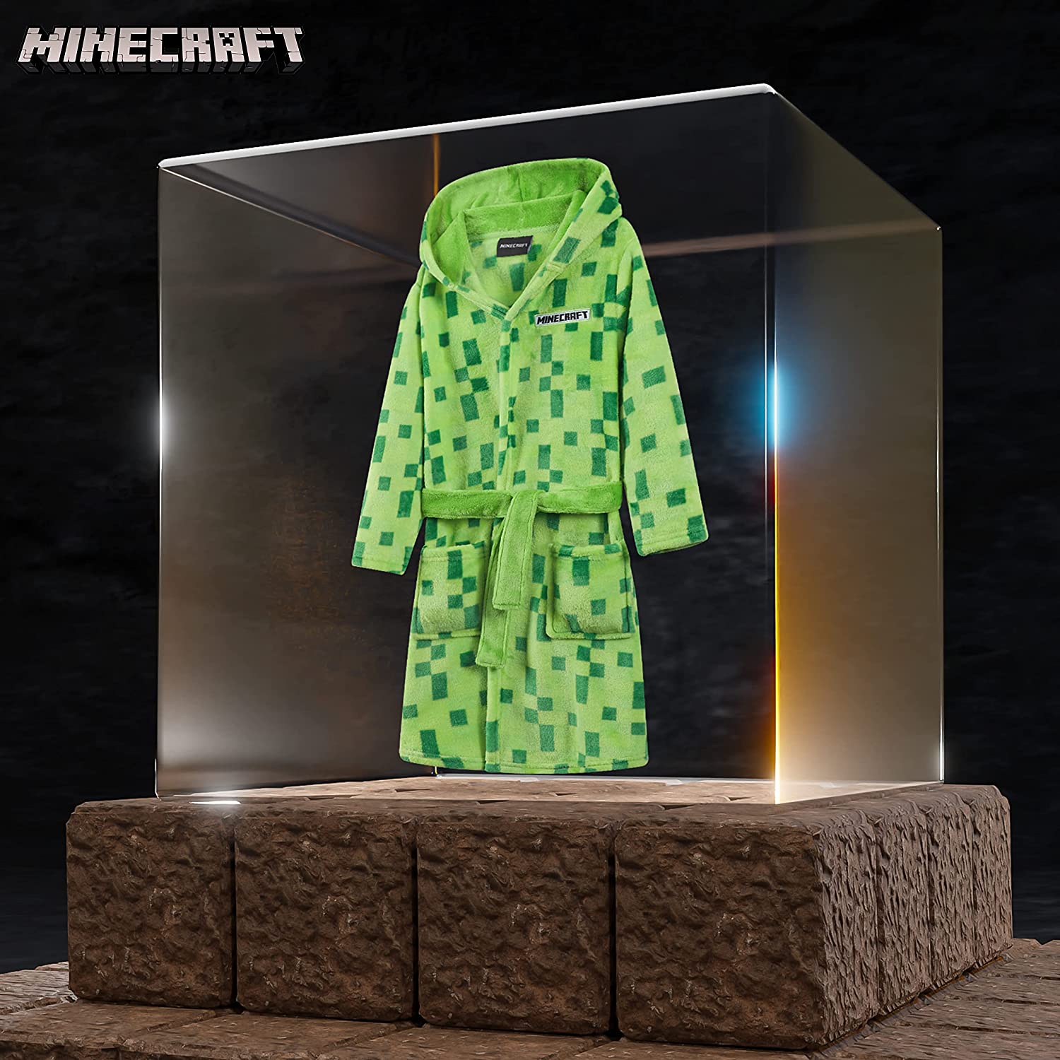 Minecraft Dressing Gown with Pixel Design for Gamers Kids and Teens - Get Trend