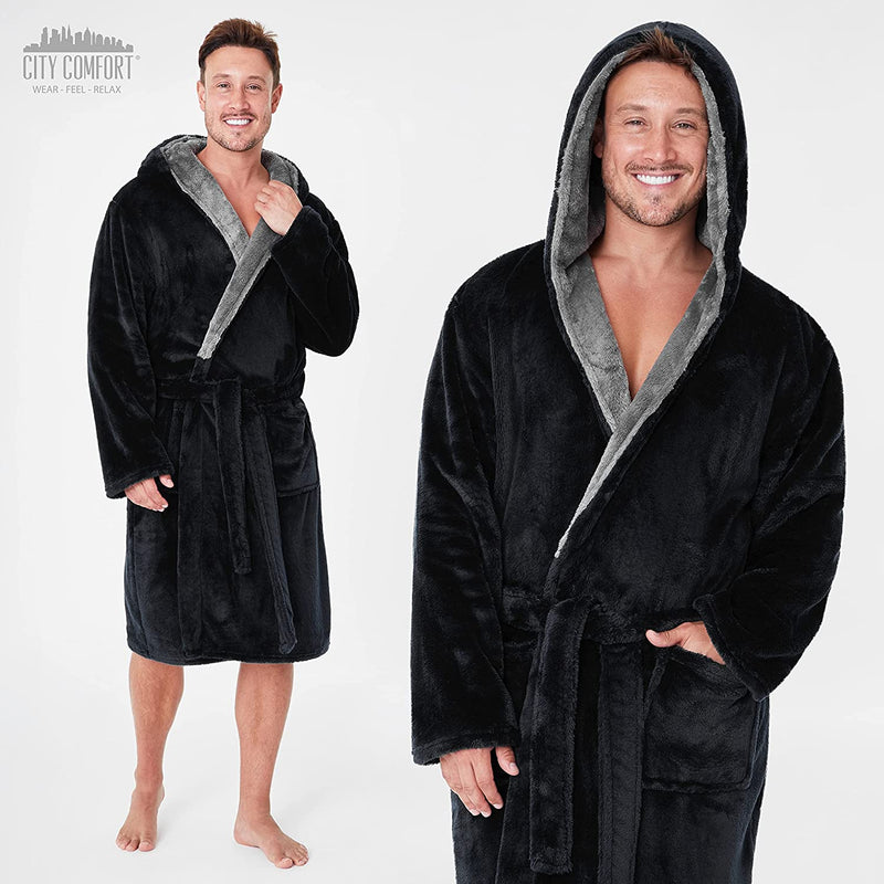 CityComfort  Fluffy Super Soft Mens Dressing Gown with Fleece Lounge Wear - Get Trend
