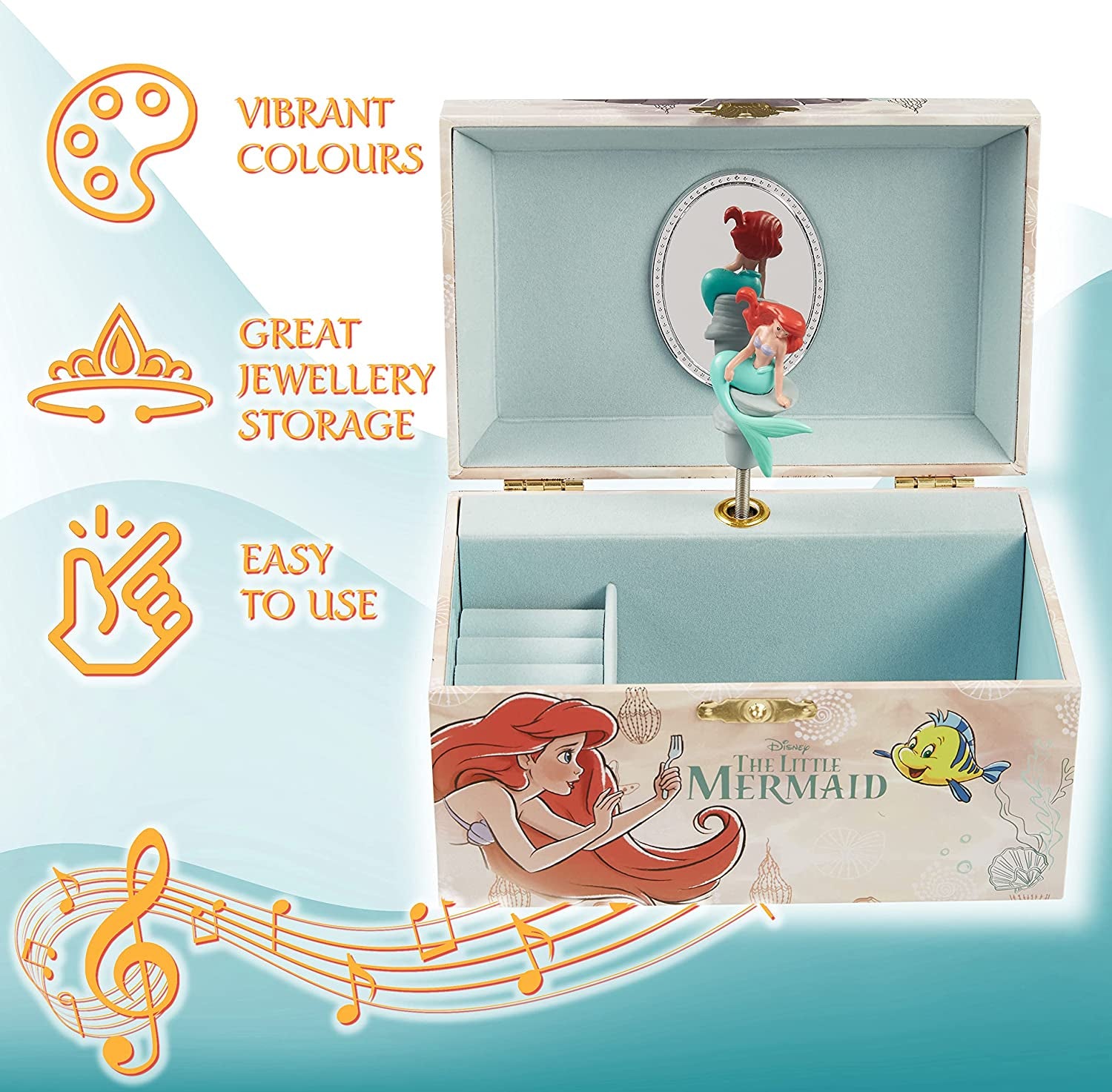 Disney Musical Jewellery Box for Girls - Little Mermaid Musical Jewellery Box - Get Trend