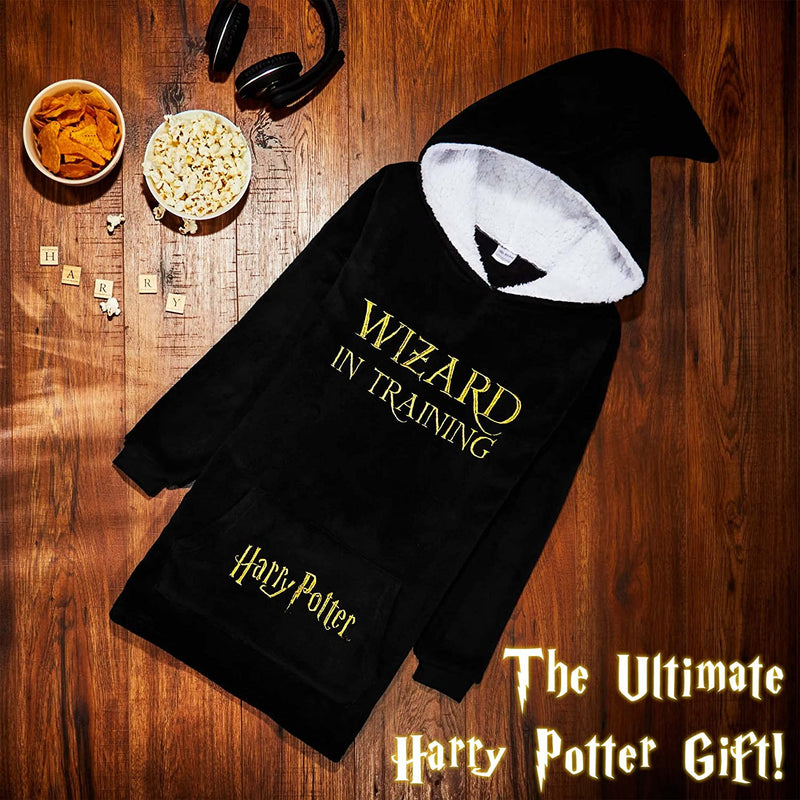 Harry Potter Black Hoodie for Girls, Fleece Oversized Hoodie Blanket