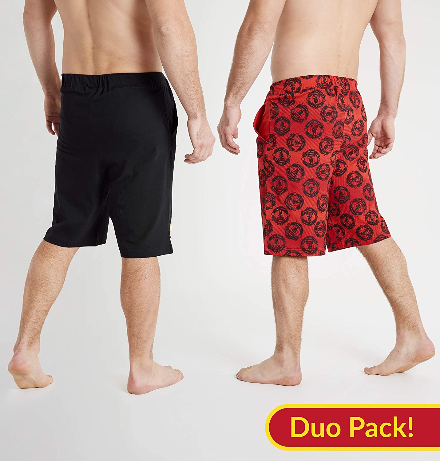 Manchester United F.C. Shorts, Black and Red with Elastic Waist for Men - Get Trend