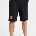 Manchester United F.C. Shorts, Black and Red with Elastic Waist for Men - Get Trend