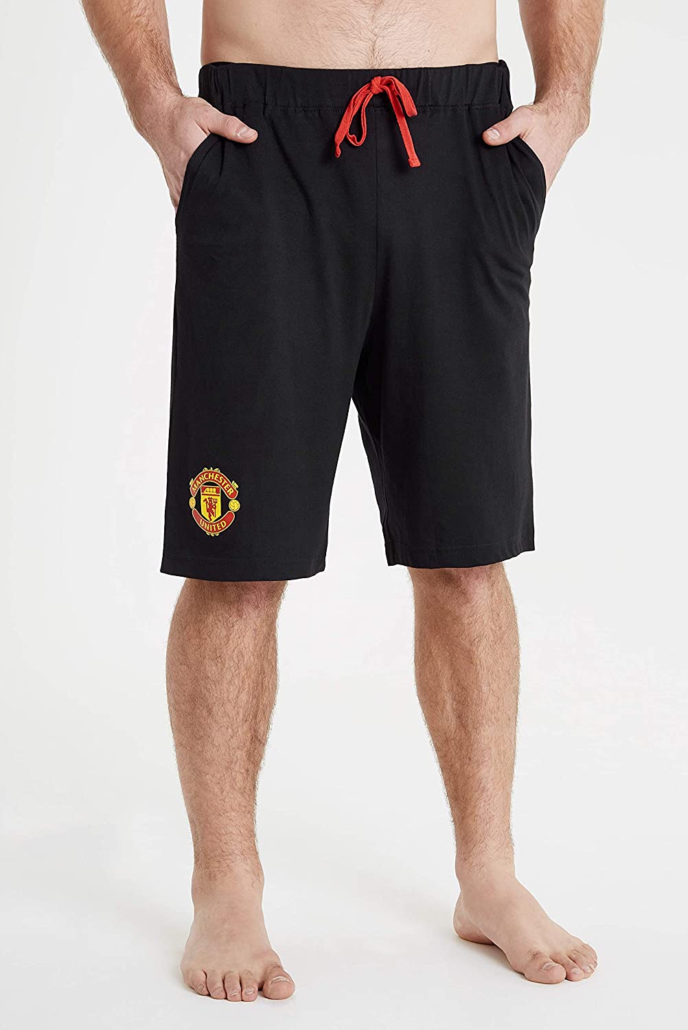 Manchester United F.C. Shorts, Black and Red with Elastic Waist for Men - Get Trend