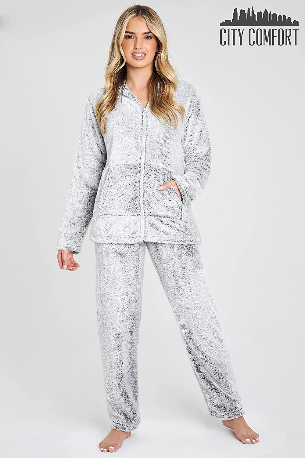 CityComfort Women's Pyjama Sets, Hooded Fleece Pyjamas for Women and Teens - Get Trend