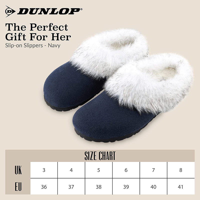 Dunlop Ladies Slippers, Fluffy Slippers Women Faux Fur, House Shoes Indoor Outdoor