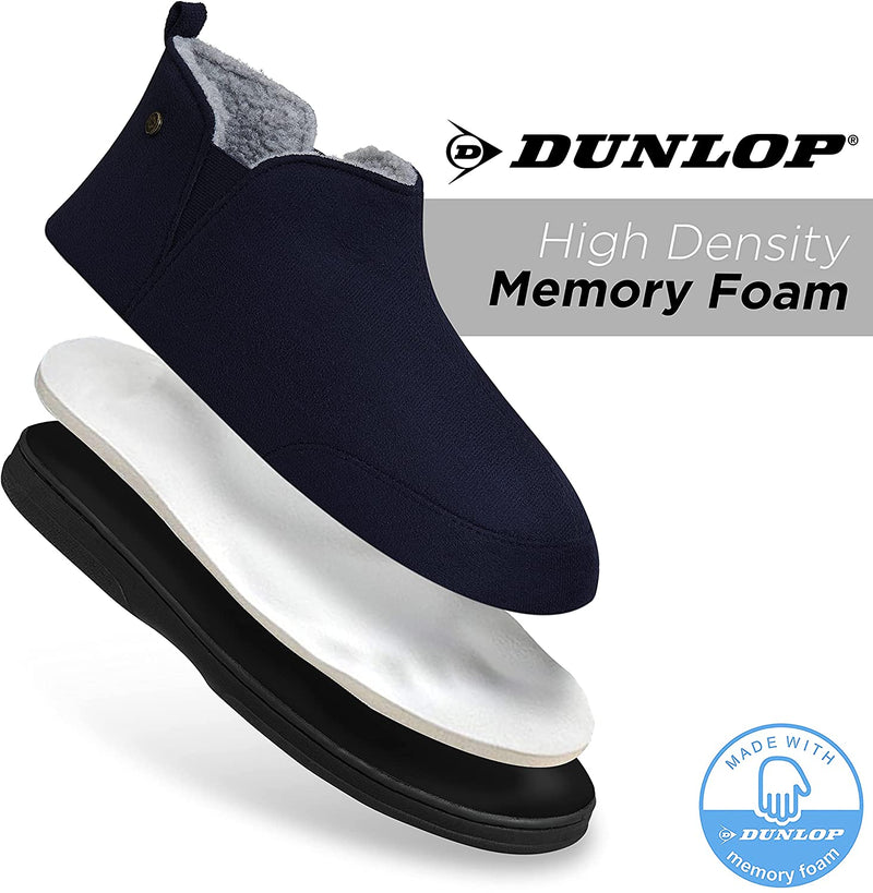 Dunlop Men's Slippers, Memory Foam Boot Slippers with Rubber Sole, Gifts for Men