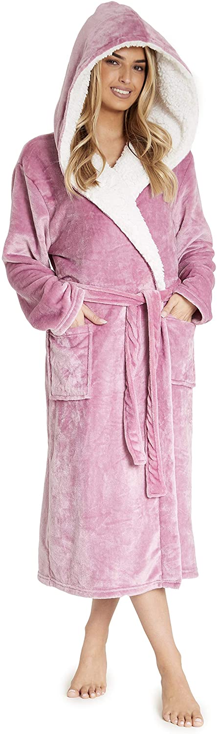 CityComfort Soft Plush Hooded Dressing Gown for Women