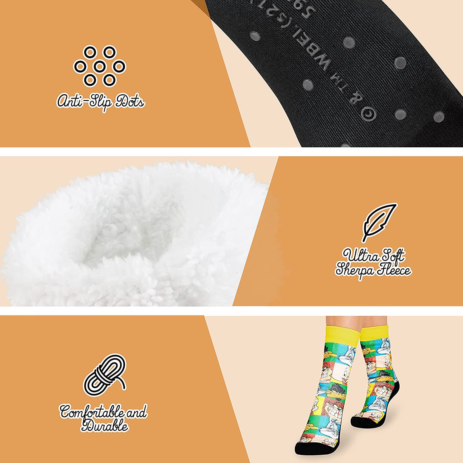 Looney Tunes Slipper Socks for Ladies, Multicoloured Slipper Socks for Women - Get Trend