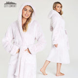 CityComfort Dressing Gown Women with Hood - Luxurious Fluffy Ladies Dressing Gown in Super Soft Fleece - Get Trend