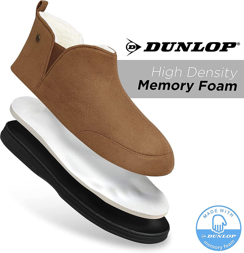 Dunlop Men's Slippers, Memory Foam Boot Slippers with Rubber Sole, Gifts for Men