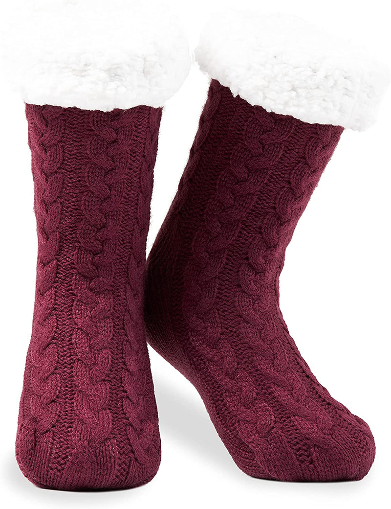 CityComfort Knitted Fluffy Slipper Socks for Women and Men