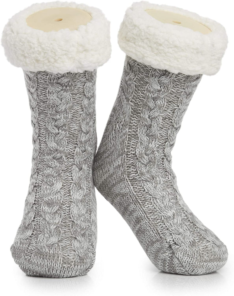 CityComfort Knitted Fluffy Slipper Socks for Women and Men