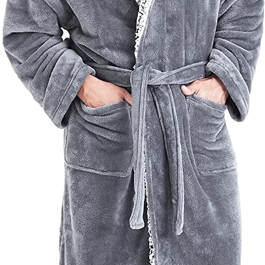 CityComfort Dressing Gowns,Super Soft Hooded,Men's Warm and Cozy Fleece Robe - Get Trend