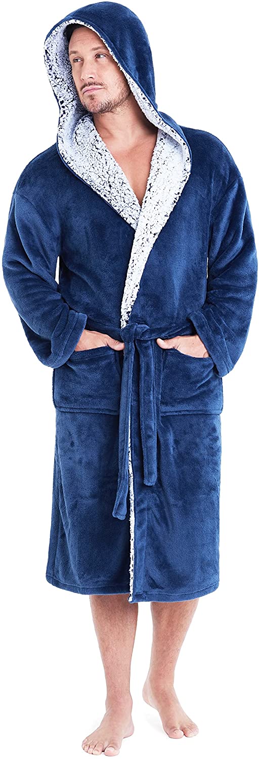CityComfort Dressing Gowns,Super Soft Hooded,Men's Warm and Cozy Fleece Robe