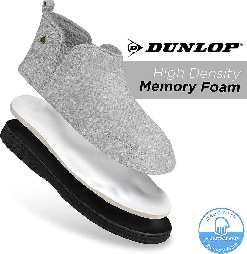 Dunlop Men's Slippers, Memory Foam Boot Slippers with Rubber Sole, Gifts for Men - Get Trend