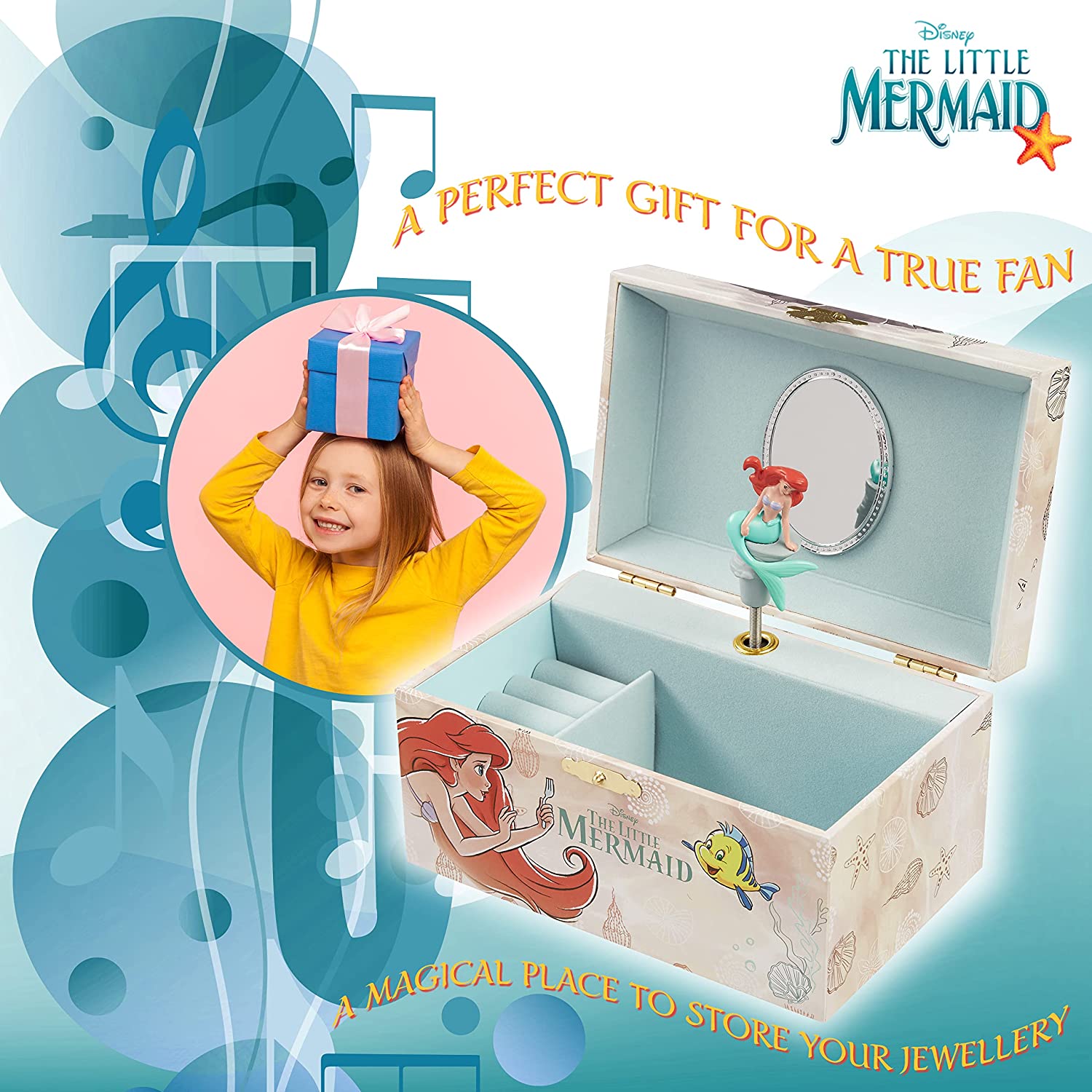 Disney Musical Jewellery Box for Girls - Little Mermaid Musical Jewellery Box - Get Trend