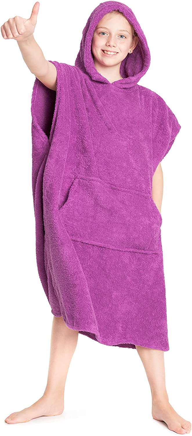 CityComfort Hooded Towelling Poncho with Pockets for Boys and Girls