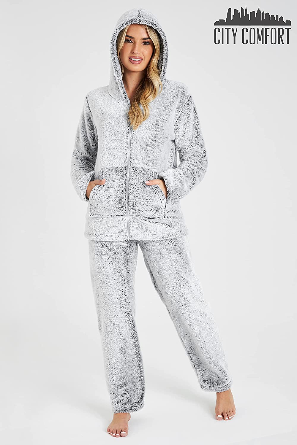 CityComfort Women's Pyjama Sets, Hooded Fleece Pyjamas for Women and Teens - Get Trend