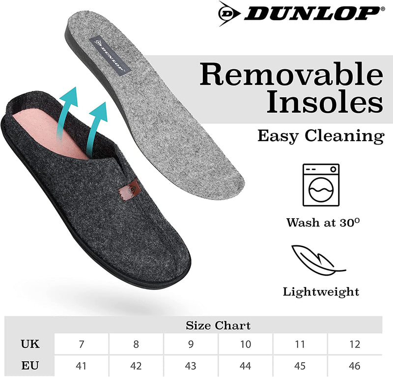 Dunlop Mens Slippers, Felt Slip On Mules Men's Slippers - Get Trend