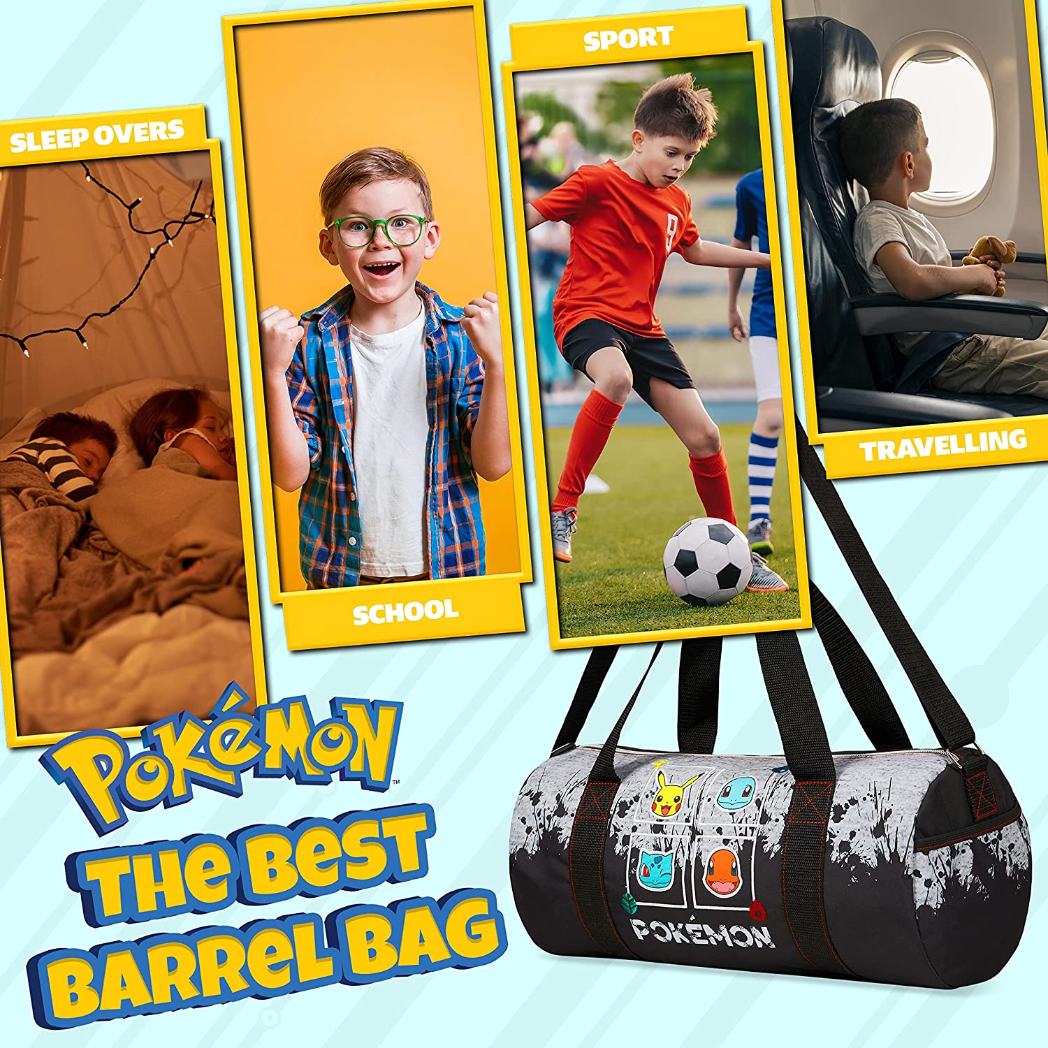 Pokemon Gym Bag for Kids, Pikachu Boys Duffle Bag Large Holdall - Get Trend