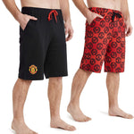 Manchester United F.C. Shorts, Black and Red with Elastic Waist for Men - Get Trend