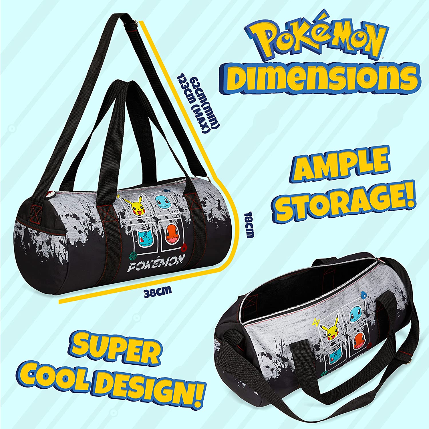 Pokemon Gym Bag for Kids, Pikachu Boys Duffle Bag Large Holdall - Get Trend