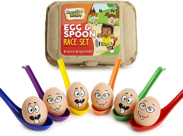 KreativeKraft Outdoor Games For Kids, Egg and Spoon Race Game