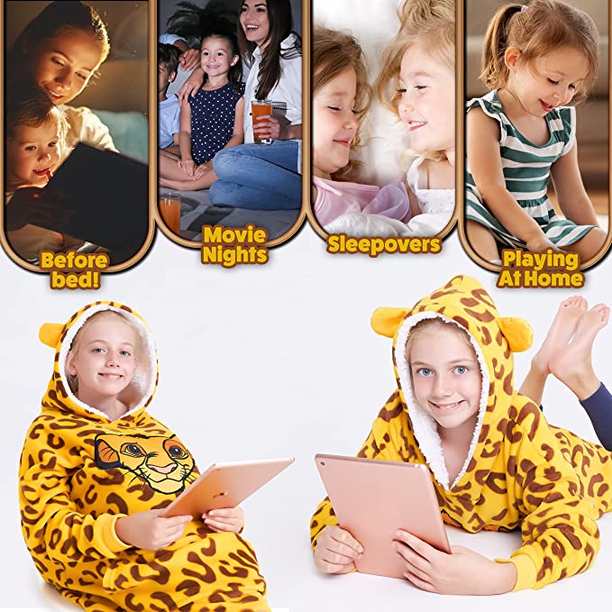 Disney Hoodies for Girls Boys, Kids Oversized Hoodie Blanket - SIMBA