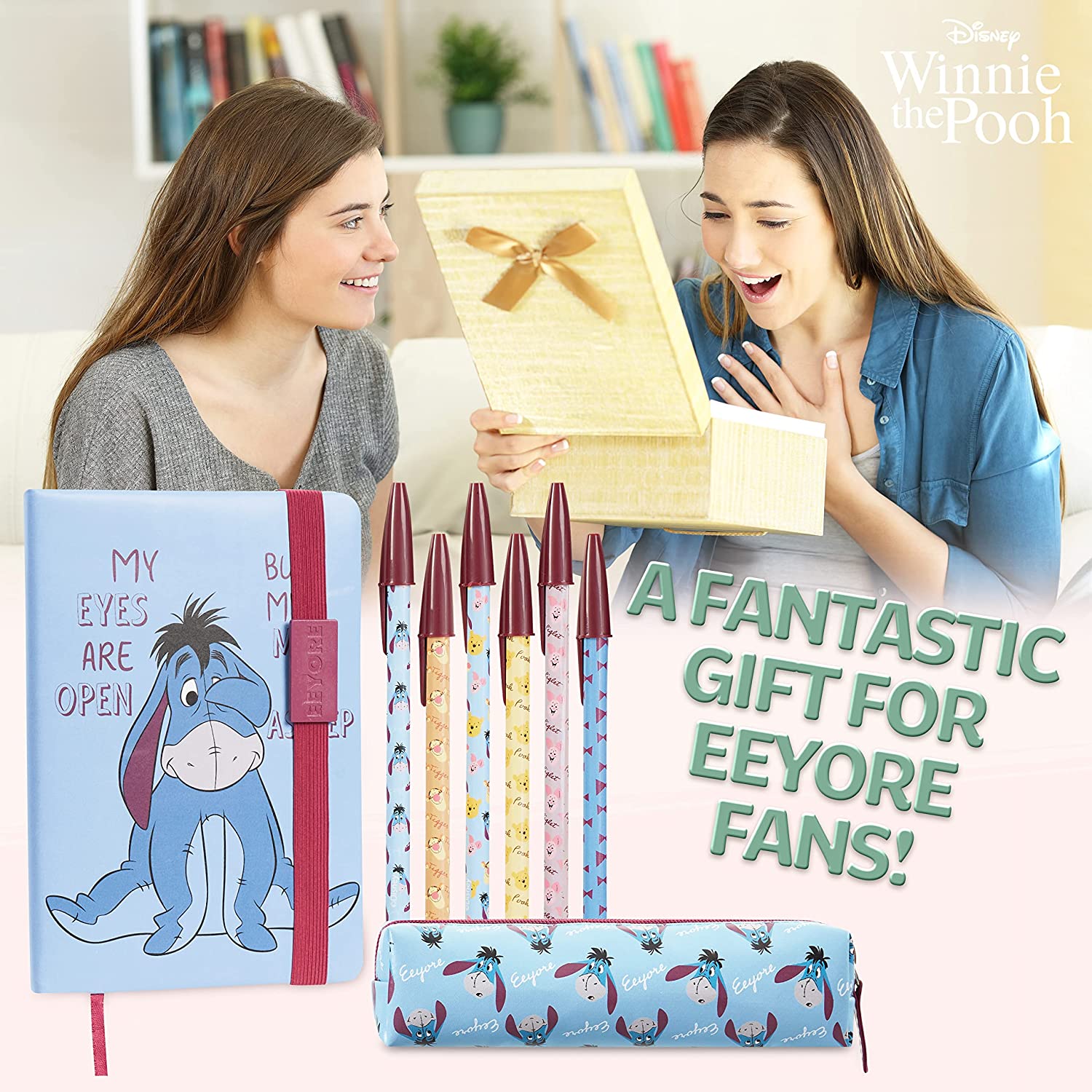 Disney Stationery Set - Eeyore Notebook, Pens & Pencil Case Set - Get Trend