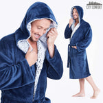 CityComfort Dressing Gowns,Super Soft Hooded,Men's Warm and Cozy Fleece Robe - Get Trend